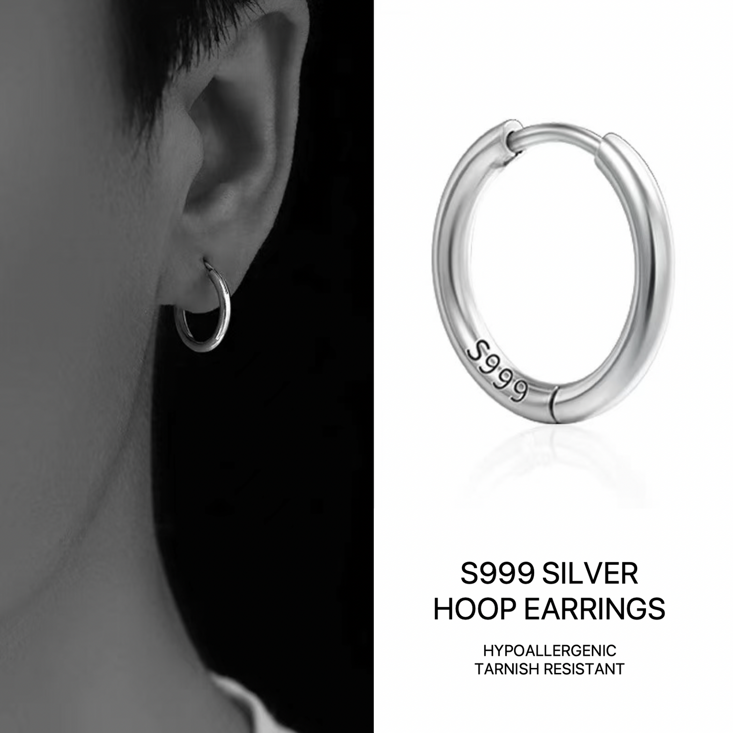 English preview image 1 - Minimal Sterling Silver Hoop Earrings