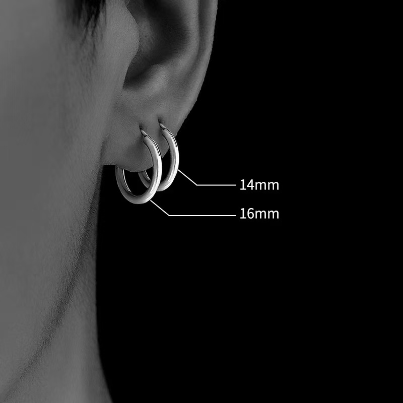 English preview image 2 - Minimal Sterling Silver Hoop Earrings