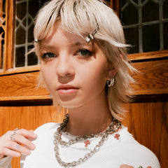 ARMORED OPEN HOOP EARRING