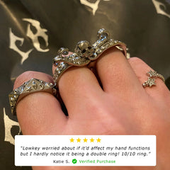 DOUBLE FINGER OCTOSKULL RING