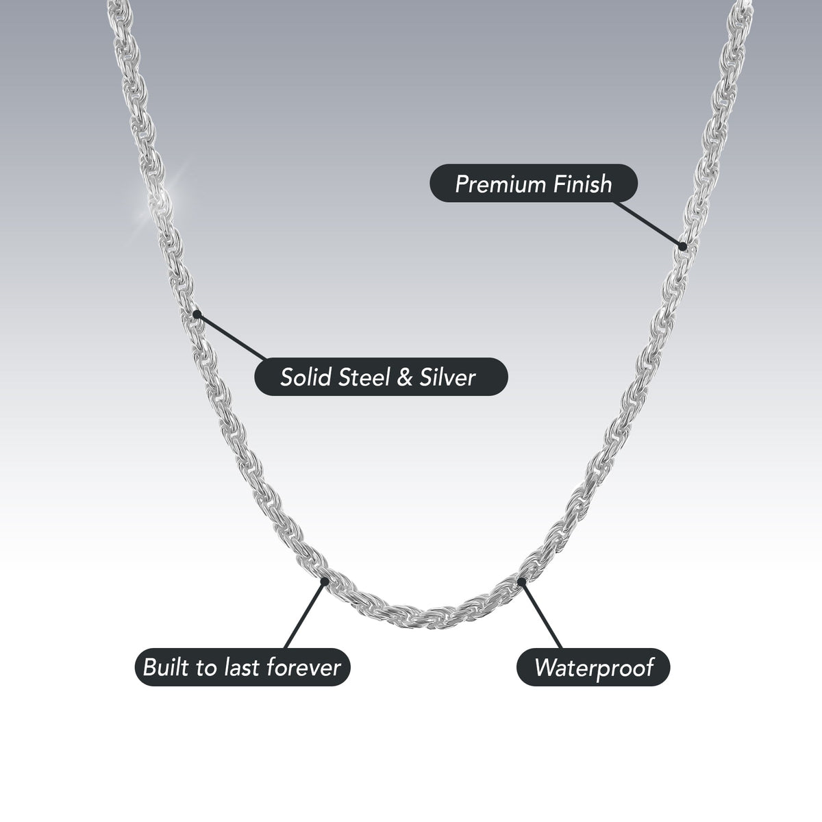 STERLING SILVER ROPE CHAIN