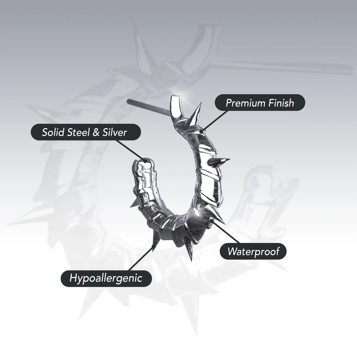 ARMORED OPEN HOOP EARRING