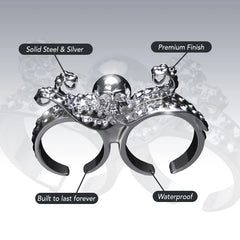 DOUBLE FINGER OCTOSKULL RING